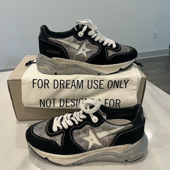 Golden Goose Women's Running Sole Glitter Suede Sneakers - Picture 2 of 7